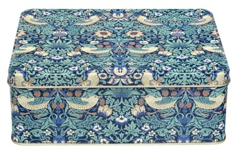 Elite tins Arts & Crafts William Morris - Strawberry Thief Deep Rectangular Tin 195 x 154 x 75 mm