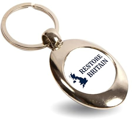 Restore Britain Trolley Coin Keyring | Reusable Shopping Cart Token | Metal Keyring Accessory | Compact Gift Idea