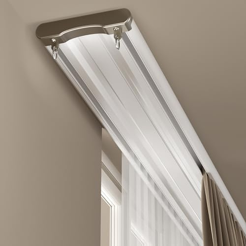 Soporte de techo silencioso de doble pista, diseño de tornillo oculto, sistema de riel deslizante suave para divisores de ambientes y habitaciones, ideal para sala de estar y dormitorio, 1,4 m / 4.6ft