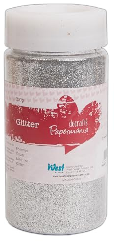 DoCrafts Große Feine Glitter Töpfe 250g Silver