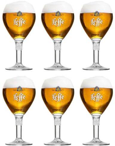 Leffe Gläser 6 Stück Bier Kelch 33cl Belgisches Bierglas Kelchglas | Leffe Kelchgläser 330 ml, 6er-Set, spülmaschinenfest, ideal für Leffe Blond, Bruin und weitere Spezialbiere