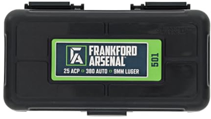 Frankford Arsenal Hinge-Top #501 Boite 50 Munitions 9mm, 380ACP, 30 Luger Boite de Rangement pour 50 Cartouches