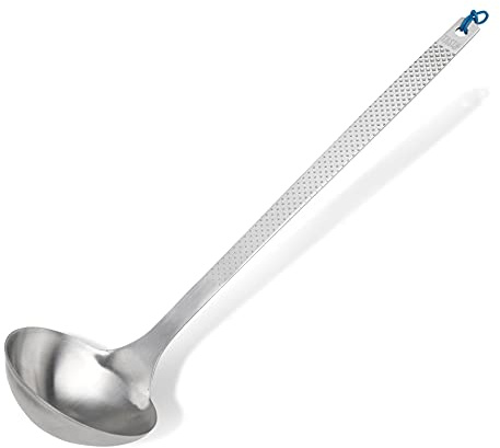 Tasty Stainless Steel Soup Ladle, Soup Spoon with Modern Handle | Silicone Loop, Kitchen Ladle Spoon for Serving Soup, Dimensions: 29.5x7.7cm, Colours: Silver & Blue