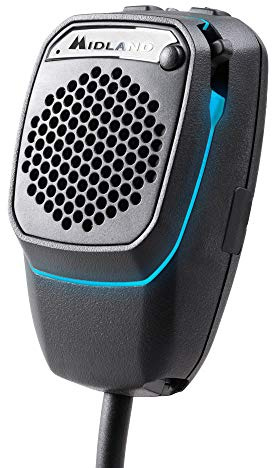 Midland Dual Mike, Microphone CB Numérique Bluetooth Préamplifié à 6 Broches, Connectable à la CB et au Smartphone, avec PTT Analogique, Haut-Parleur et DSP pour Une Meilleure Qualité de Voix