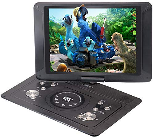 WFGZQ Lettore Dvd Portatile A Doppio Schermo da 14,1per Auto con 2 Cuffie Gratuite, Lettore Video Poggiatesta con Batteria Ricaricabile di 5 Ore, Ingresso/Uscita AV, USB SD