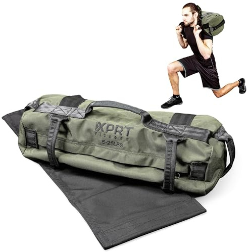 XPRT Fitness Workout Sandbag for Heavy Duty Workout Cross Training 7 Multi-positional Handles - Color Army Green/Black/Camo (Army Green, Medium)