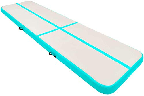 Aufblasbare Gymnastikmatte mit Pumpe 400x100x20 cm PVC Grün