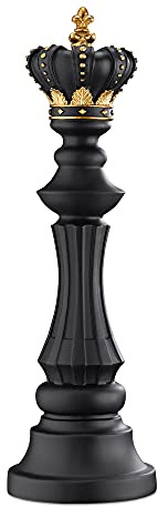 Navaris Pieza decorativa de estatua de ajedrez, escultura decorativa de resina de 40,5 cm de alto, figura de juego grande para el hogar, oficina, estudio, rey negro