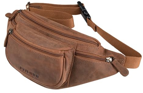 STILORD Eliah Vintage Gürteltasche aus Leder - Perfekt für Reisen, Festivals und Outdoor - Unisex Bauchtasche für Handy und Kamera Farbe:Cognac - Hellbraun