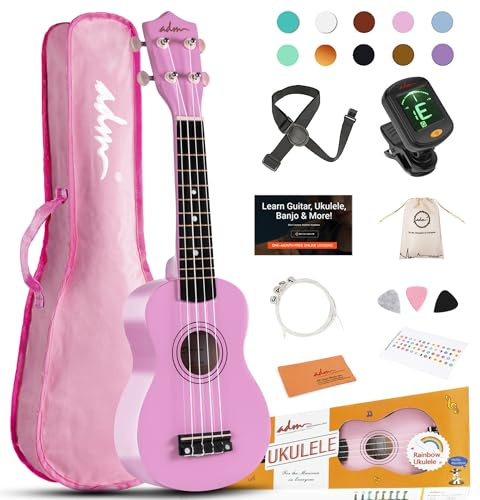 ADM Ukulele Anfänger Ukulele Kit Hawaii Holz Ukulele für Kinder Erwachsene Schüler Anfänger Ukalelee Profipaket mit kostenlosem Lehrgurt Stimmgerät