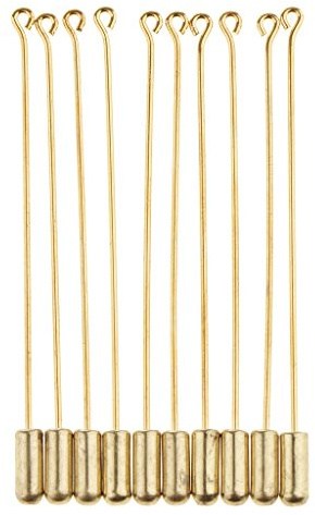 10 Stück 7,1 cm lange Nadelstecker Revers Stick Hut Schal Brosche Boutonniere Pin, gold, Medium