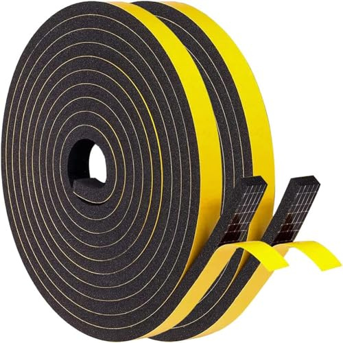 Dichtungsband Selbstklebend für Türen Fenster, 12mm(B) x 6mm(D)/8m Schaumstoff klebeband Gummidichtung Gegen Kalte Zugluft/Anti-Kollision/Schalldichter/Wasserdichter/Staubdicht