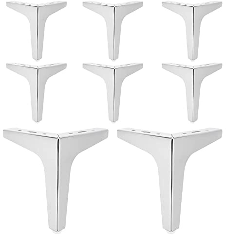 STARVAST 8 Stück Möbelfüße Metall, 15 cm / 6 Dreieckig, Silber, 800 KG Belastbar, Mit Schrauben, Für Schrank, Sofa, Couchtisch, TV-Schränke und Nachttisch