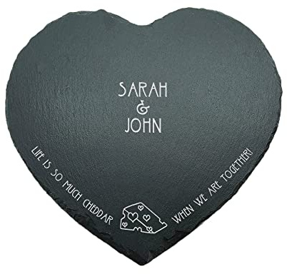 Treat Republic Personalised Romantic Pun Cheese Board – 28.5 x 29.5 x 0.7cm, Monogrammed Cheese Board, Welsh Slate Cheese Board, Durable Design | Serving Platters