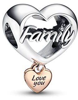Pandora Moments Charm Best Friend Herz, Sterlingsilber und 14-karätig Roségold-vergoldet