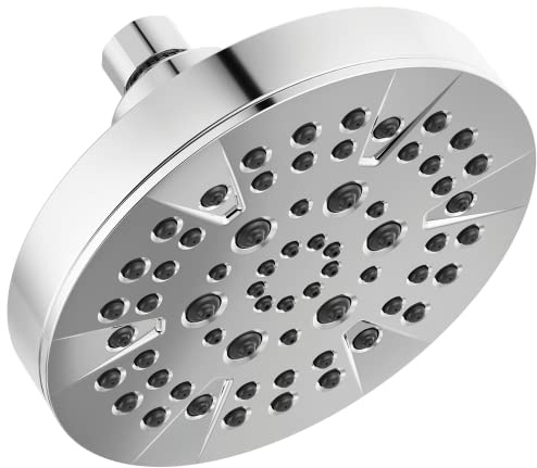 Delta 6-Setting Chrome Shower Head with High Pressure Spray, 6 Inch Round Shower Head, Showerheads, 1.75 GPM Flow Rate, Chrome 52535