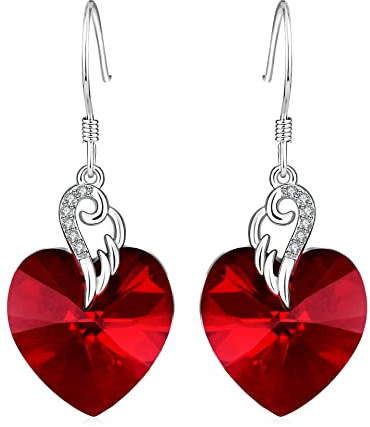 Engelsflügel Ohrringe Damen Sterling Silber Liebes Herz Hängend Ohrringe, Valentinstag Geburtstagsgeschenk für Frauen Sie