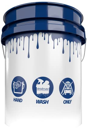 detailmate Wash Bucket Hand Wash Only for Car Wash - 5 US GAL (Approx. 20 Litres) in White/Blue - Car Wash Bucket Compatible with Grit Guard, Detail Guardz Dirt Lock, Dirt Trap, Gamma Lid