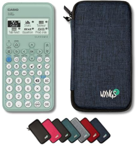 Casio fx-92 Collège inkl. WYNGS Schutztasche Blau - Wissenschaftlicher Taschenrechner - Basic Set