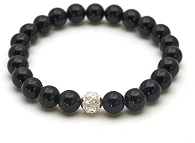 BERGERLIN Naturstein Perlenarmband Damen Herren, 8mm, 925 Silber | Naturstein Armband Damen 8mm: echte Heilsteine, 925 Silberperle mit Mantra – vom deutschen Prüflabor bestätigt.