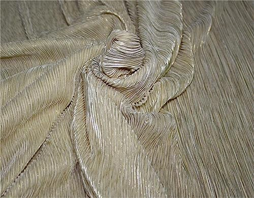 Lurex-Faltenstoff, Champagnerfarben x Gold, 147,3 cm breit