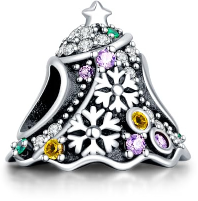 Rimgoris 925 Sterling Silver Charm per donne Bracciali Collana Albero di Natale Verde Amicizia Natale Halloween Testa di Zucca Carrozza di Natale Omino di Pan di Zenzero Pupazzo di Neve