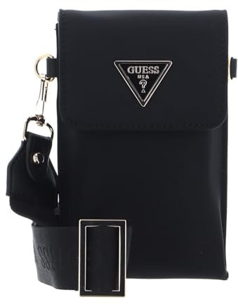 GUESS Damen Latona Flap Chit Chat Crossbody, Handyhülle, Handy-Brieftasche, Schwarz