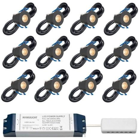 LED Einbaustrahler Valencia Schwarz bas | Einbauleuchten - Deckenstrahler - Einbauspots - Downlight - Terrassenüberdachung | 3W - Dimmbar - 230V - IP65 - Warmweiß | Set mit 12 Stück