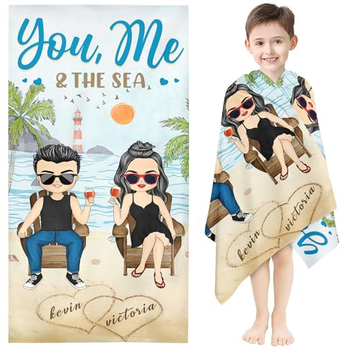 Fadaing Personalisiert Strandtuch Mit Namen, Personalisierte Handtuch Badetuch Mit Namen, Mikrofaser Strandtuch Groß 100x200cm Badetuch Erwachsene Kinder Für Strand (1,100 x 200 cm)
