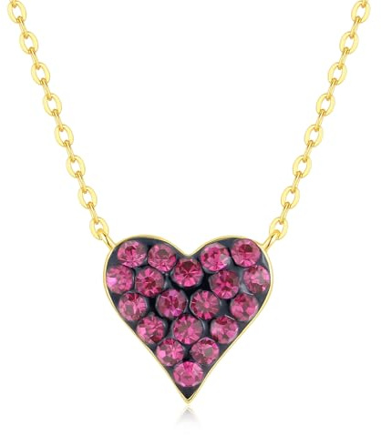 GAVU Damen-Herzkette mit Rhinestones Diamant-Herzanhänger, in Silber, 14K Gold und Rosegold verfügbar