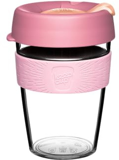 KeepCup Tasse à café originale en plastique léger réutilisable avec couvercle anti-éclaboussures – 340 ml – Pêches
