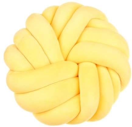 champracer Knotenkissen KnotenZierkissen Aesthetic Sofakissen aus TeddysamtKnotbugelwurf Kissen Ultra weiche BegleiterinHeimdekoration Bett Deko Kissen Runden für Kind Schlafzimmer (Gelb,35cm*35cm)