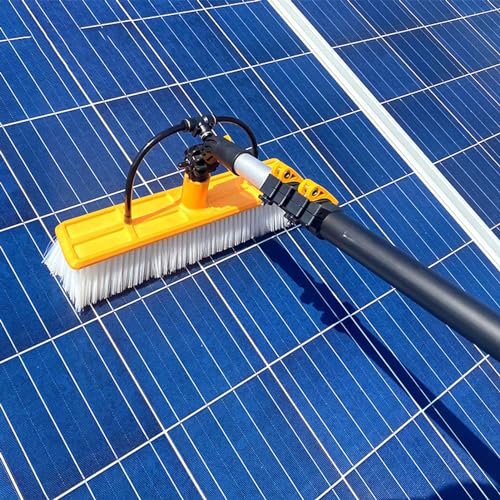 Solar Panel Cleaning Brush, 26 FT/32 FT Adjustable Water Fed Pole Cleaning Kit, Multi-Functional Window Washing Equipment Tool with Flexible Angle Brush, Water Hose and High Pressure Jet Noz