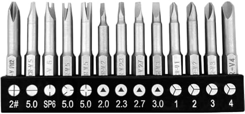 Saipor Set di 13 punte magnetiche per cacciavite a forma speciale da 50 mm (Phillips, a taglio, chiave, tipo Y, triangolo, croce interna, 3 punti), codolo esagonale da 1/4 di pollice per trapano