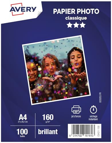 Avery - 100 ark glansigt fotopapper A4-160 g/m² - bläckstråle