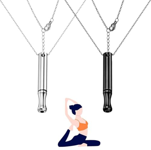 Rauchentwöhnung Hilfsmitte, 2 Stück V2 Halskette Rauchfrei Original,Atemkette Rauchfrei Hilfsmittel Raucherentwöhnung Kette mit Pfeif,Angst Atemhalskette mit Widerstand,Gegen Rauchen Aufhören Necklace