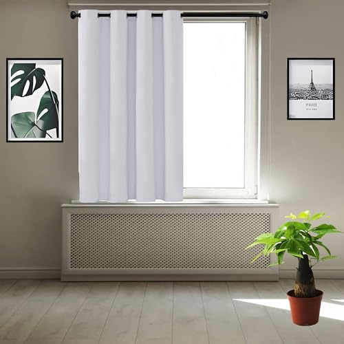 JIAHAO Tende Anti-Uv 170 x 110 cm Materiale Resistente Tende Insonorizzanti Ideale per Famiglie per Interni Finestre con Anelli 1 Pezzi, Bianco