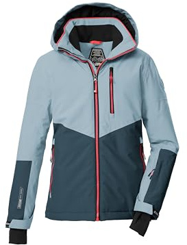 killtec Mädchen Skijacke/Funktionsjacke mit Kapuze und Schneefang KSW 207 GRLS SKI JCKT, hellblau/dunkel denim/schwarz blau, 176, 43561-000