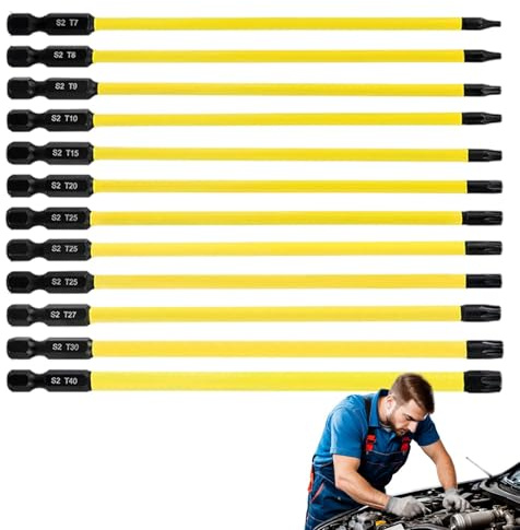 Kustimantu Juego de puntas de seguridad, juego de destornilladores Torx | Juego de 12 destornilladores magnéticos, reemplazo profesional para herramientas de alto nivel para coches de contraste