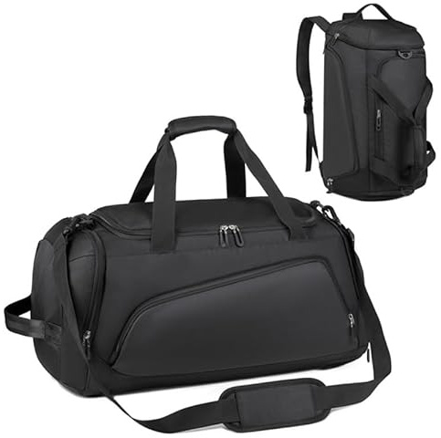flintronic 40L Borsone Palestra Uomo & Donna, Grande Borsa Sportiva, con Scomparto per Scarpe e Tasca Bagnata, Impermeabile Borsone da Viaggio, per Sport Viaggi Fitness Piscina Yoga Pilates, Nero