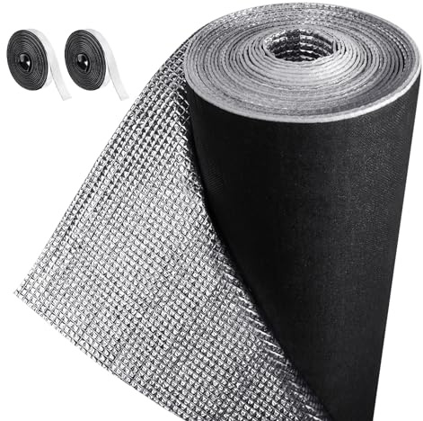 Frienda Rv Window Reflective Insulation Roll 35.8inchx10ft Double Aluminum Foil Heat Bubble Thermal Window Shade Door Cover Blackout for Garage Roof Travel Camper Skylight Shield