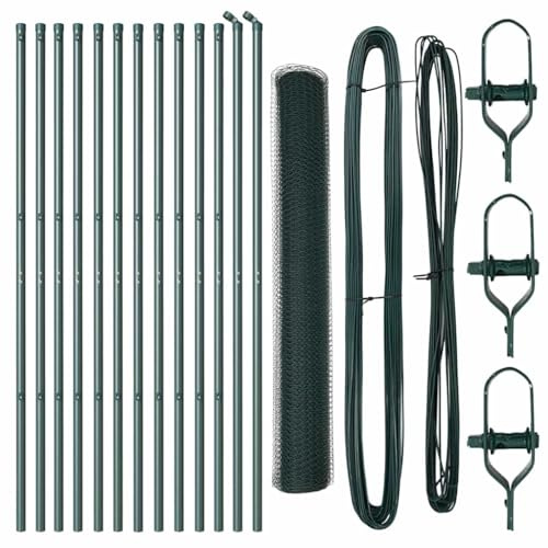 vidaXL Sechseckzaun Grün 1,4X25 m | Langlebiges PVC-beschichtetes Stahlzaun Einfache DIY-Montage Ideal für Barrieren im Freien Garten Robuste Ausführung