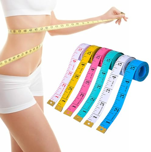 NOPKESV 6 Pezzi Metro a Nastro Retrattile, Metro da Sarta Morbido, Doppio Lato, Metro per Misurare Corpo, Metro Centimetro per Misurazione Corpo, Metro Sarto Colorato (150 cm x 2 cm) (6 Colori)