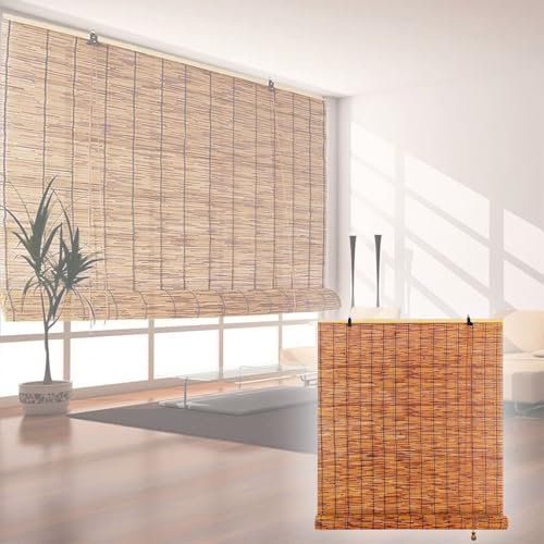 BZCKBZ Cortina di bambù Naturale Tapparella Avvolgibile Bamboo Tenda da Sole in Bamboo per Esterni, Schermature per La Privacy, Ventilazione(100x260CM/39x102IN(WxH))