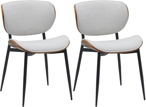 CLP Set di 2 sedie visitatore Enid con schienale e imbottitura I Poltrona con rivestimento in finta pelle o tessuto I Comoda sedia da pranzo, Colore:noce/crema, Materiale:Stoffa