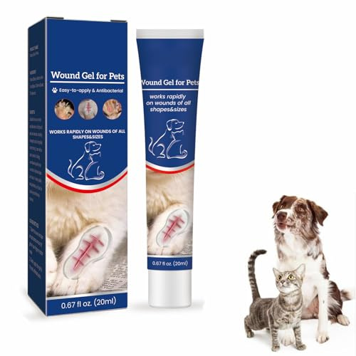 Rakiuty Gel Apaisant pour Les Plaies pour Chats et Chiens,Gel pour Plaies pour Animaux de Compagnie,Gel de Nettoyage pour Animaux de Compagnie,20ml