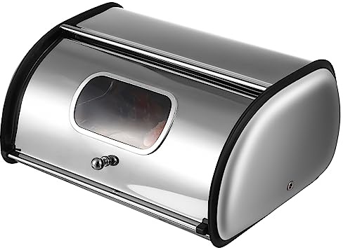 VINTORKY Boîte à Pain Multifonction en Acier Inoxydable Récipient Hermétique Design Pratique Argenté Organiseur Cuisine pour Pain et Gâteaux 1 Pièce