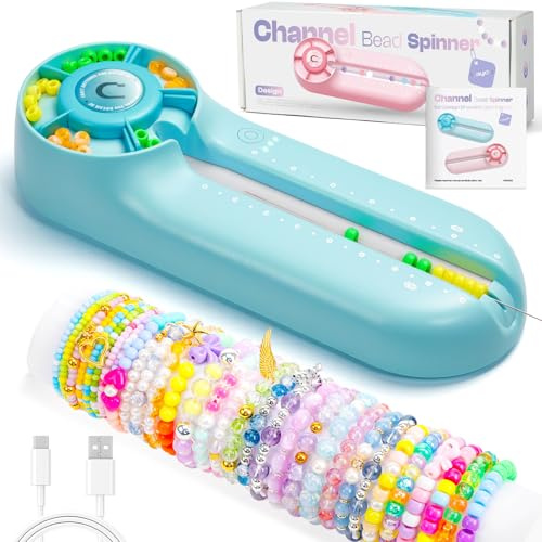 Caydo Girador eléctrico de cuentas con tablero de cuentas, giratorio de cuentas de canal G1 para diseño de pulseras y kit de fabricación de joyas para cuentas de pony y semillas, cuentas redondas de