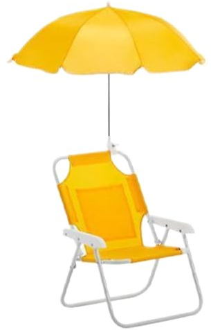 Rrlihjgu Sedia da Spiaggia per Bambini | Sedia Pieghevole Reclinabile con Ombrellone - Supporto 50kg Per Piscina Giardino Picnic Viaggio Gioco All Aperto