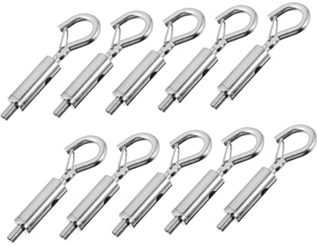 HONMEET 10 Piezas Guía De Cables De Acero Inoxidable Gancho Cierre De Resorte y Ajuste Para Organización De Cables Escenario De Trabajo